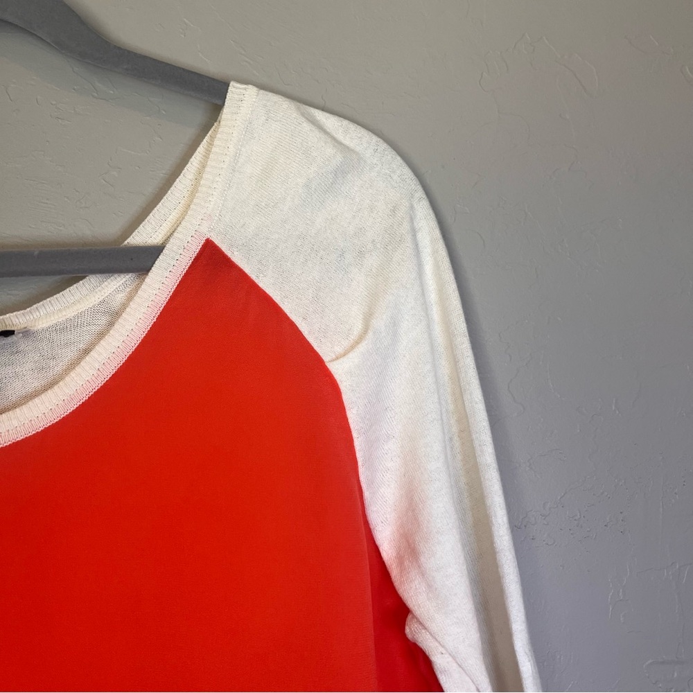Sandro Color Block Silk Cotton Cashmere Lightweight Sweater Casual Knit - Picture 6 of 11